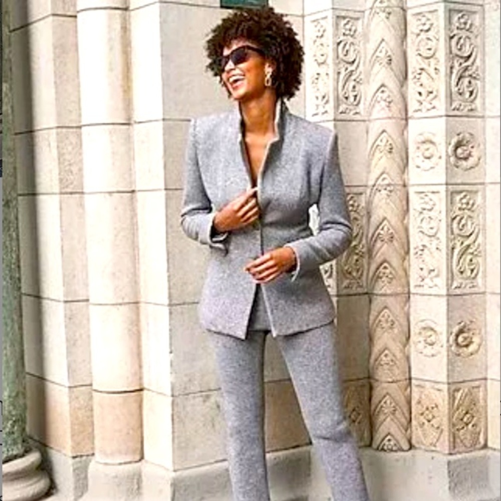 Luxe Texture Notch Collar Two Button Blazer